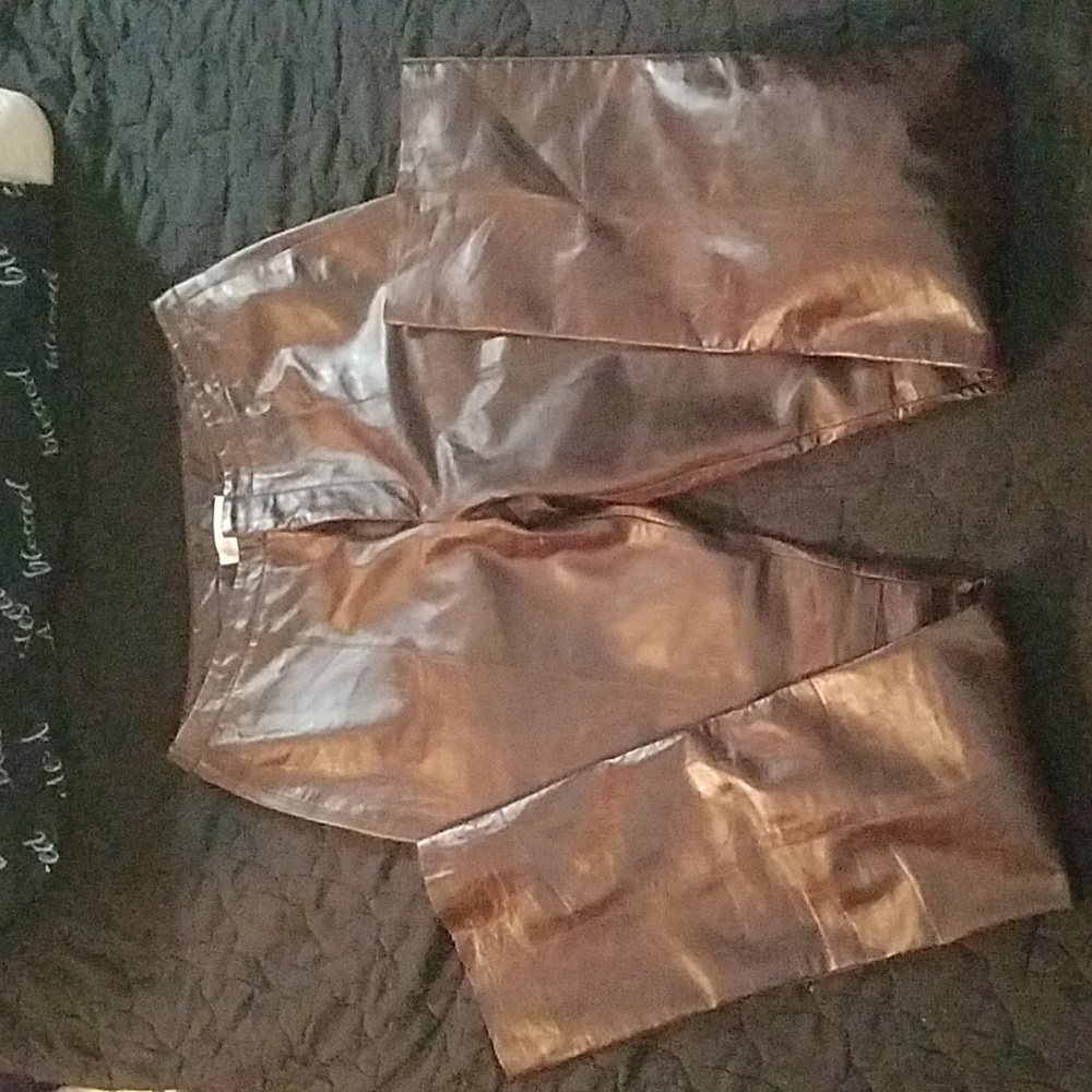 100% brown leather pants